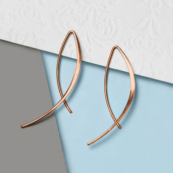 Overlap Wishbone Rose Gold Plated Silver Drop Earrings, 2 of 4