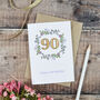 Floral 90th Birthday Wooden Illustrated Card, thumbnail 1 of 2
