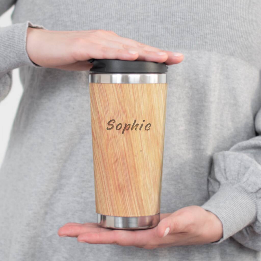 bamboo personalised travel mug by edgeinspired