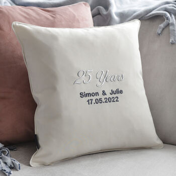 Personalised Silver Anniversary Embroidered Cushion, 2 of 10