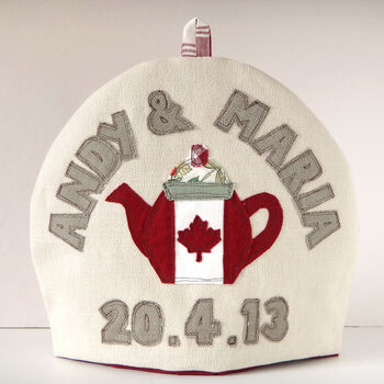 Personalised Canadian Flag Tea Pot Cosy Gift, 8 of 9