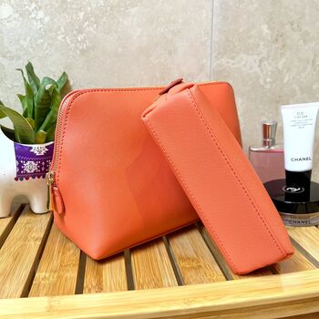 Terracotta Orange Cosmetic Wash Bag, 6 of 6