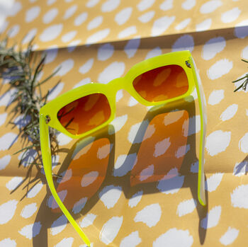 Chunky Bevelled Square Sunglasses In Gloss Yellow White, 3 of 4