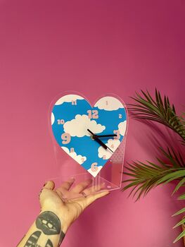 Cloud Heart Shaped Table Decorative Clock Silent Movement, 5 of 7