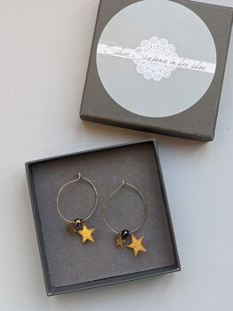 Large Gold Star Charm Hoop Earrings, 5 of 7