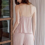 Pink Silk Touch Elegant Pajamas Robe Three Piece Set, thumbnail 4 of 9