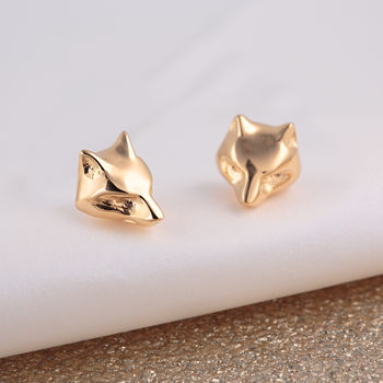 Fox Stud Earrings, Sterling Silver Or Gold Plated, 4 of 6