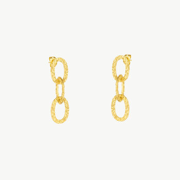 Ancient Allure Textured Gold Large Chain Drop Earring, 2 of 11