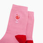 Embroidered Aperitivo Spritz Combed Cotton Socks In Pink, thumbnail 2 of 4