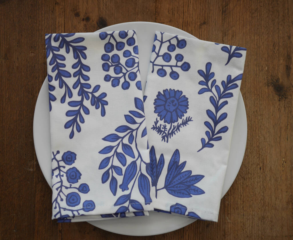 Blue And White Cotton Napkins, 1 of 2