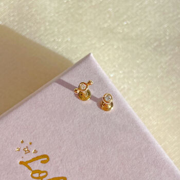10k Solid Gold Tiny Diamond And Dot Labret, 4 of 4