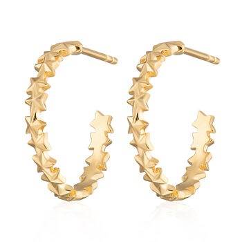 Gold Plated Large Star Cluster Hoop Stud Earrings, 4 of 5