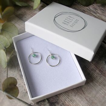 Emerald Hammered Circle Earrings, 3 of 4