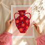 Patterned Red Vase Art Print, thumbnail 3 of 5