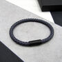 Men's Thick Woven Leather Black Clasp Bracelet, thumbnail 4 of 6
