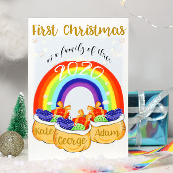 Rainbow First Christmas As A Family Card, 3 of 6