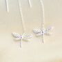 Sterling Silver Cz Dragonfly Threader Earrings, thumbnail 4 of 9