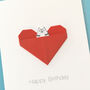Personalised Cat Birthday Origami Heart Card, thumbnail 4 of 10