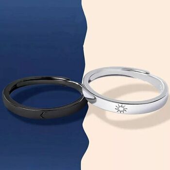 Adjustable Matching Couple Moon And Sun Promise Rings, 4 of 6