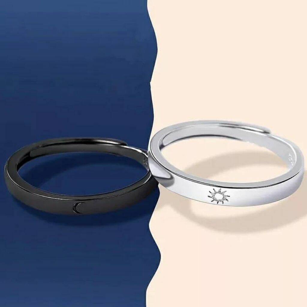 Adjustable Matching Couple Moon And Sun Promise Rings By The Colourful