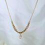 Dainty 18 K Gold Vermeil Necklace Triple Beaded Chain With Teardrop Cz, Tarnish Free Waterproof Necklace, Wedding Jewellery, thumbnail 1 of 8