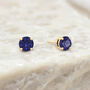 9ct Yellow Gold September Sapphire Birthstone Stud Earrings, thumbnail 2 of 7