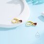 Sterling Silver Garnet Red Cz Droplet Hoop Earrings, thumbnail 6 of 12