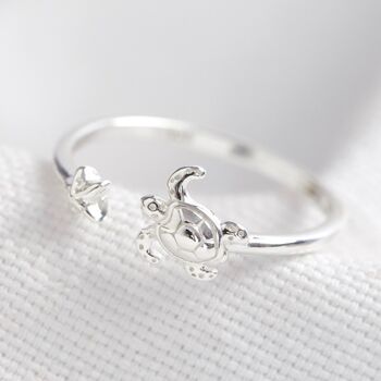 Adjustable Sterling Silver Turtle Ring, 2 of 4