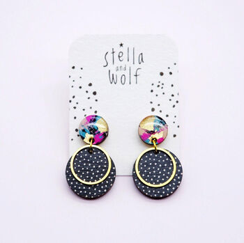 Abstract, Black And White Polka Dot Earrings, 4 of 7