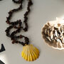 Brown Stone Chip Necklace With Natural Scallop Shell Pendant, thumbnail 4 of 4