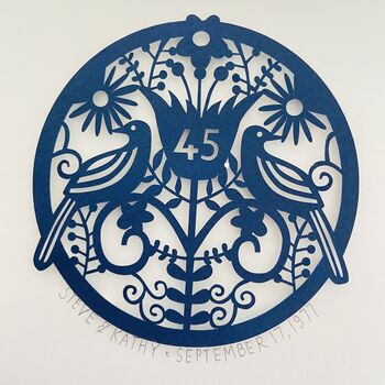 Personalised 45th Sapphire Anniversary Framed Paper Cut, 2 of 12