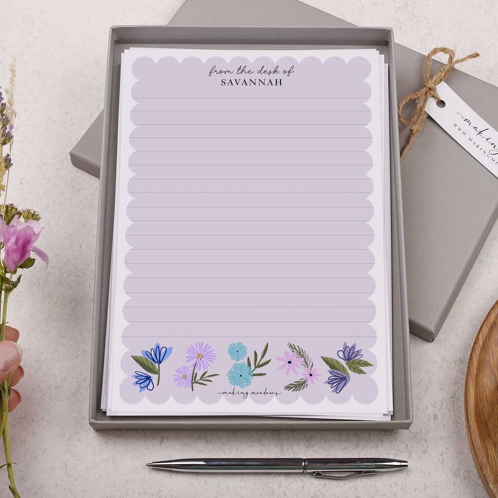 A4 Writing Paper, Pink Floral Border, Letter Writing, Making Meadows