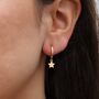 9ct Yellow Gold Star Charm Hoop Earrings, thumbnail 1 of 3