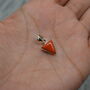 Red Coral Silver Pendant Necklace: Dainty Gemstone, thumbnail 1 of 6