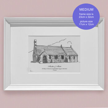 Personalised And Framed Hand Drawn Wedding Venue Print, 2 of 4