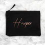 Personalised Rose And Black Cotton Canvas Makeup Bag, thumbnail 1 of 3