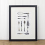 Cutlery And Kitchen Utensil Grid Print, thumbnail 5 of 5