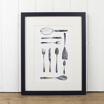 Cutlery And Kitchen Utensil Grid Print, 5 of 5