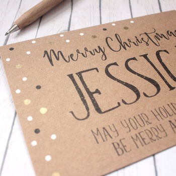 Personalised Merry Christmas Card With Gold Dots, 4 of 5