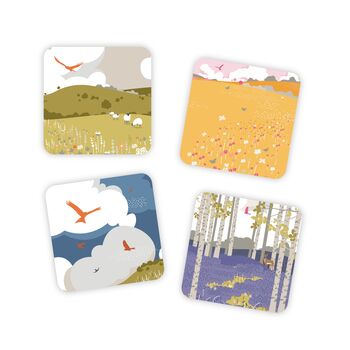 Set Of Four Countryside Melamine And Cork Coasters, 4 of 4