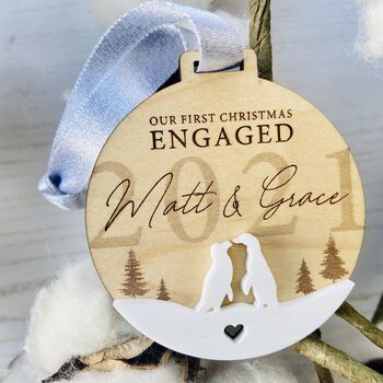 Our Engaged Penguin Couple Decoration Engagement Gift, 5 of 5