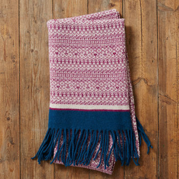 Knitted Fair Isle Blanket Wrap Ladies Scarf, 9 of 12