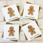 Set Of Six Mini Gingerbread People Christmas Cards, thumbnail 1 of 3