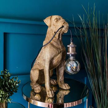 Boxer Bruno Dog Gold Table Lamp, 4 of 6