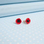 Hand Painted Single Red Poppy Stud Earrings, thumbnail 1 of 3