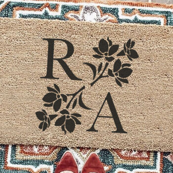 Personalised Floral Initials Doormat Couples Home Gift, 2 of 2