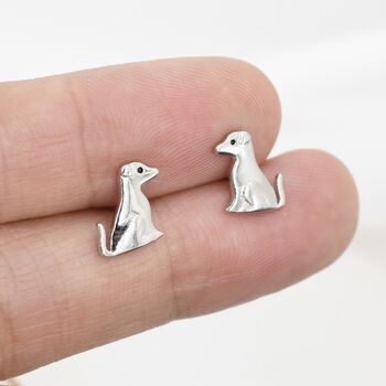 Sterling Silver Cute Puppy Dog Stud Earrings, 3 of 11