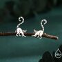 Sterling Silver Lemur Stud Earrings, thumbnail 1 of 12