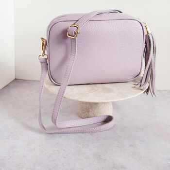 Billie Leather Box Bag Pale Lilac, 3 of 4