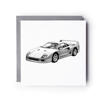 Ferrari F40 – Hand Drawn Supercar Greeting Card Illustration, 2 of 6